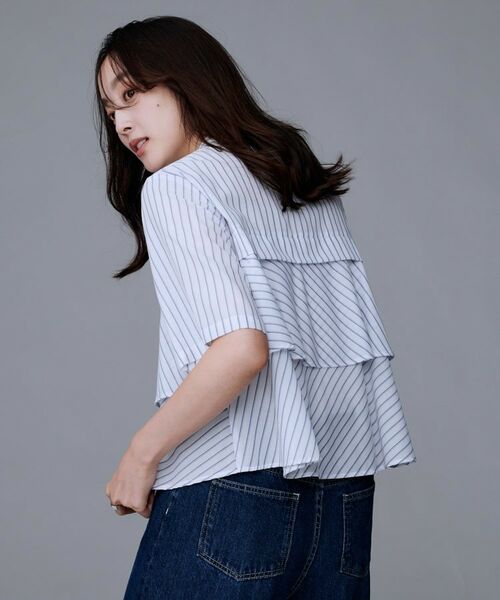 UNTITLED / アンタイトル シャツ・ブラウス | 【短丈/前ボタン/五分袖】ストライプフリルシャツ | 詳細3