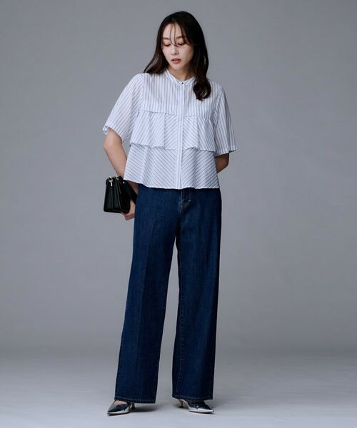 UNTITLED / アンタイトル シャツ・ブラウス | 【短丈/前ボタン/五分袖】ストライプフリルシャツ | 詳細4