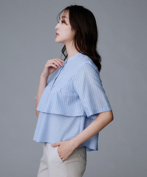 UNTITLED / アンタイトル シャツ・ブラウス | 【短丈/前ボタン/五分袖】ストライプフリルシャツ | 詳細7