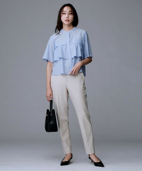 UNTITLED / アンタイトル シャツ・ブラウス | 【短丈/前ボタン/五分袖】ストライプフリルシャツ | 詳細8