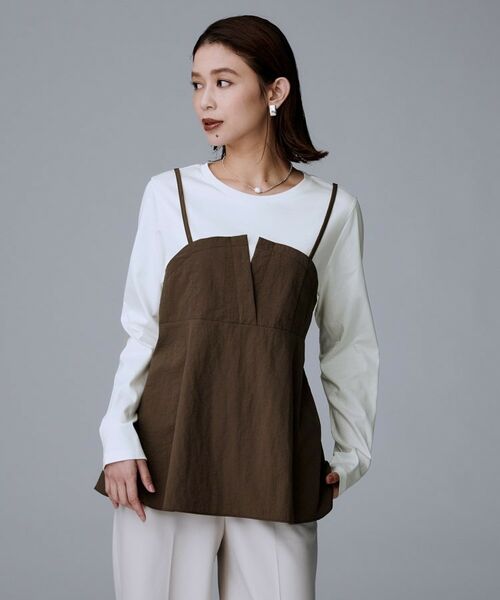 UNTITLED / アンタイトル カットソー | 【洗える/ゆったりシルエット】ビスチェドッキング プルオーバー(ブラウン(544))