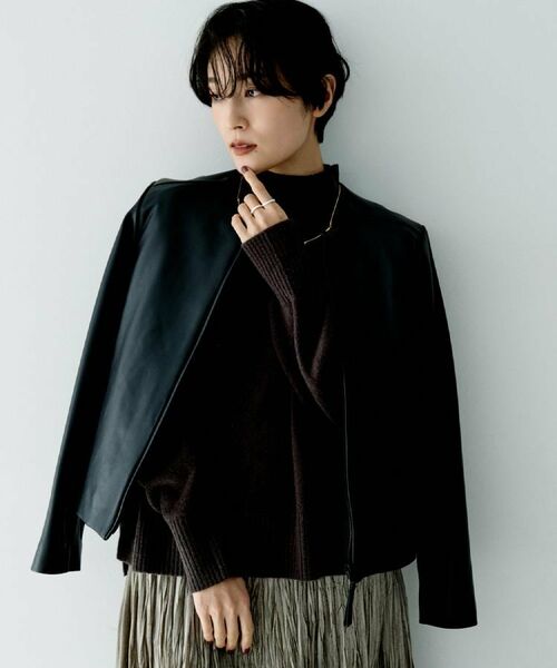 UNTITLED / アンタイトル レザーブルゾン・ジャケット | 【着丈短め/柔らかな質感】ラムレザージャケット | 詳細2