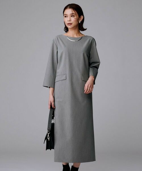 UNTITLED / アンタイトル ミニ丈・ひざ丈ワンピース | 【洗える/ストレッチ素材/通勤】スーツライク ストライプワンピース | 詳細2