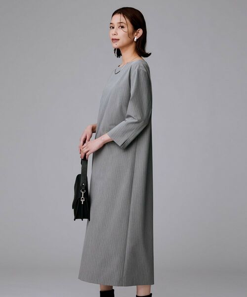 UNTITLED / アンタイトル ミニ丈・ひざ丈ワンピース | 【洗える/ストレッチ素材/通勤】スーツライク ストライプワンピース | 詳細3