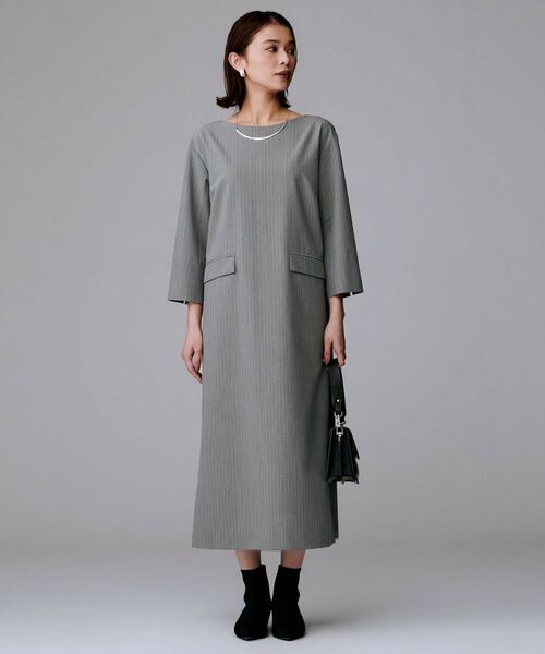 UNTITLED / アンタイトル ミニ丈・ひざ丈ワンピース | 【洗える/ストレッチ素材/通勤】スーツライク ストライプワンピース | 詳細4