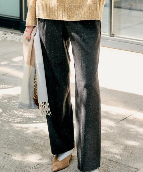 UNTITLED / アンタイトル パンツ | 【ワイド/後ろゴム/シーズンレス】シルクネップツイードパンツ(ブラウン(043))