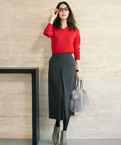 UNTITLED / アンタイトル ロング・マキシ丈スカート | 【ミディ丈/シーズンレス/ウエスト後ろゴム】シルクネップツイード ナロースカート | 詳細2