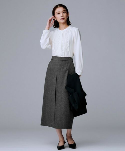 UNTITLED / アンタイトル ロング・マキシ丈スカート | 【ミディ丈/シーズンレス/ウエスト後ろゴム】シルクネップツイード ナロースカート | 詳細5