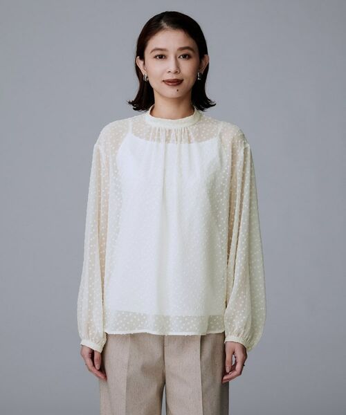 UNTITLED / アンタイトル シャツ・ブラウス | 【エレガント/重ね着やスーツブラウスに/シアー】ドットジャカード ブラウス | 詳細10