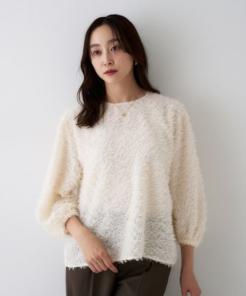 UNTITLED / アンタイトル シャツ・ブラウス | 【トレンド/1枚で着映え】カットジャカードトップス(アイボリー(004))