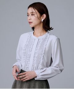 UNTITLED / アンタイトル シャツ・ブラウス | 【1枚で着映え/オンオフ着回し】フリルサテンブラウス