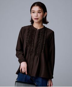 @ UNTITLED アンタイトル XS ブラック 黒 ブラウス シャツ 日本製/シーズンレス/重ね着にもおすすめ】シルキータッチ
