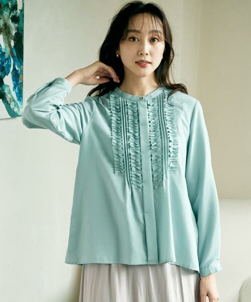 UNTITLED / アンタイトル シャツ・ブラウス | 【1枚で着映え/オンオフ着回し】フリルサテンブラウス | 詳細3