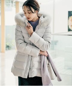 【はっ水機能/フード取り外し可】ミディダウンコート