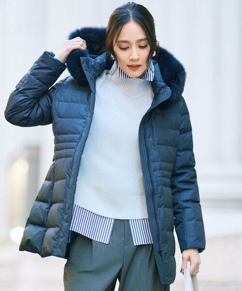 UNTITLED/アンタイトル 【はっ水機能/フード取り外し可】ミディダウンコート ネイビー(094) 46(4L) UNTITLED/アンタイトル 【はっ水機能/フード取り外し可】ミディダウンコート ネイビー(094) 46(4L)