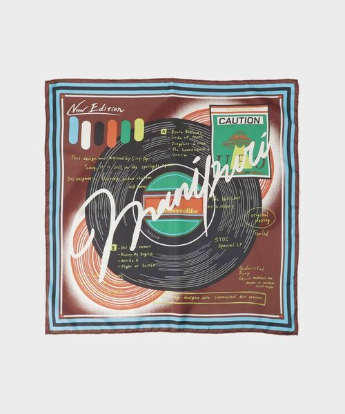 UNTITLED / アンタイトル バンダナ・スカーフ | 【manipuri】65×65正方形 レコード シルクスカーフ | 詳細1