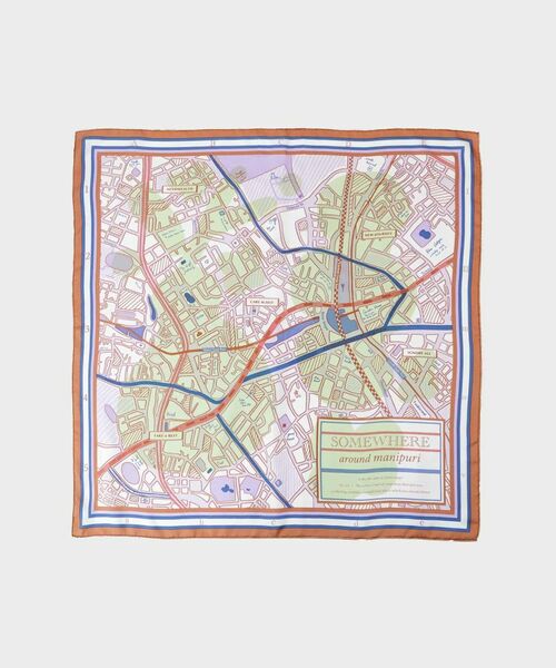 UNTITLED / アンタイトル バンダナ・スカーフ | 【manipuri】65×65正方形 コラージュサムウェア シルクスカーフ | 詳細1