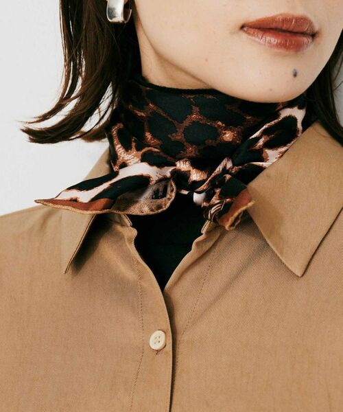 UNTITLED / アンタイトル バンダナ・スカーフ | 【manipuri】65×65正方形 レオパード シルクスカーフ | 詳細5