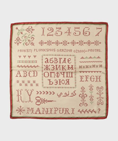 UNTITLED / アンタイトル バンダナ・スカーフ | 【manipuri】65×65正方形 クロスステッチバンダナ柄シルクスカーフ | 詳細1