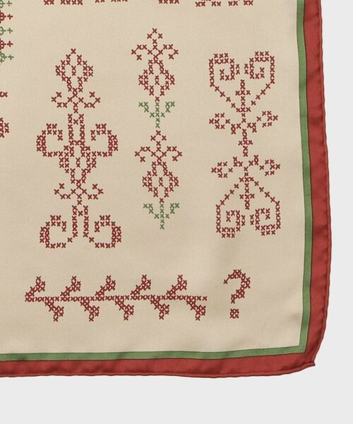 UNTITLED / アンタイトル バンダナ・スカーフ | 【manipuri】65×65正方形 クロスステッチバンダナ柄シルクスカーフ | 詳細2