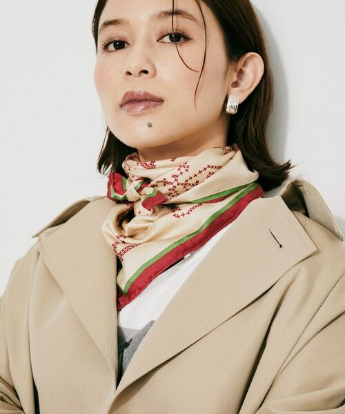 UNTITLED / アンタイトル バンダナ・スカーフ | 【manipuri】65×65正方形 クロスステッチバンダナ柄シルクスカーフ | 詳細4