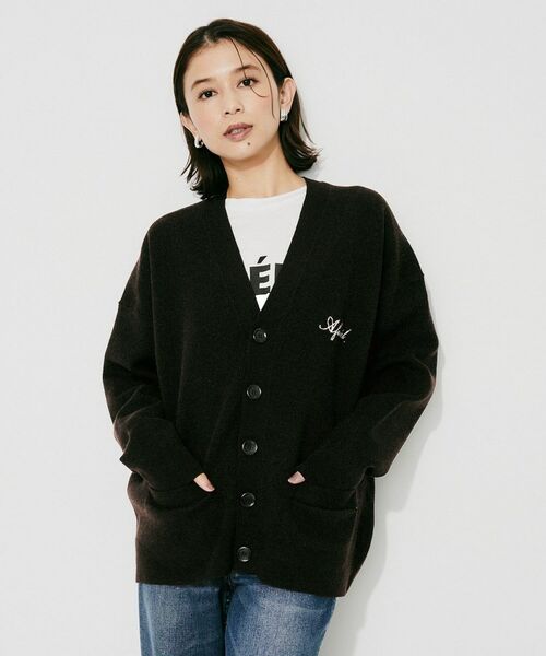 UNTITLED/アンタイトル 【St.Johns 3rd Club】ロゴVネック カーディガン ブラウン(044) 02 UNTITLED/アンタイトル 【St.Johns 3rd Club】ロゴVネック カーディガン ブラウン(044) 02