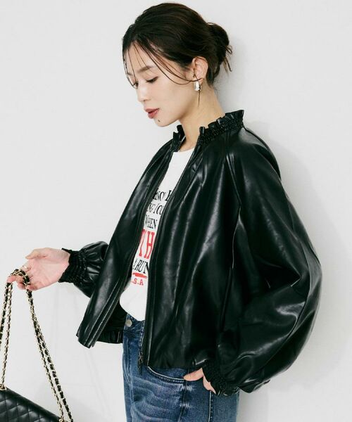 UNTITLED / アンタイトル レザーブルゾン・ジャケット | 【MARILYN MOON】ソフトレザー調ブルゾン | 詳細3