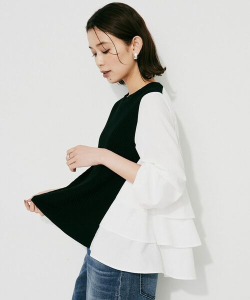 UNTITLED / アンタイトル シャツ・ブラウス | 【TORRAZZO DONNA】ニット×ファブリックティアードブラウス | 詳細11