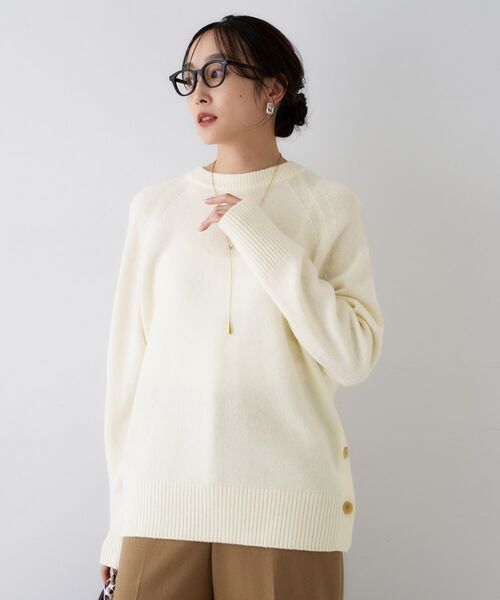 UNTITLED / アンタイトル ニット・セーター | 【重ね着もおすすめ/洗える】ウールカシミヤ クルーネックニット(オフホワイト(003))
