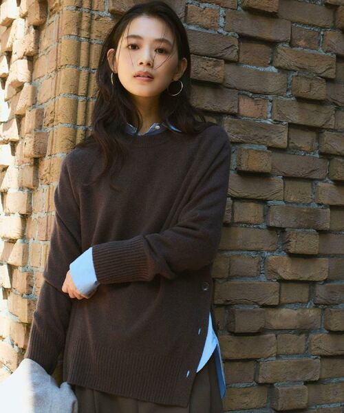 UNTITLED / アンタイトル ニット・セーター | 【重ね着もおすすめ/洗える】ウールカシミヤ クルーネックニット(ブラウン(044))