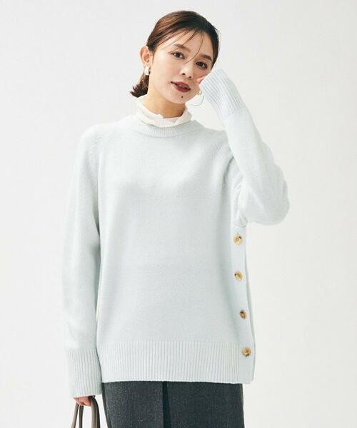 UNTITLED / アンタイトル ニット・セーター | 【重ね着もおすすめ/洗える】ウールカシミヤ クルーネックニット(サックスブルー(090))