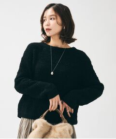 UNTITLED / アンタイトル ニット・セーター | 【ツイード調/コンパクト丈】ブークレーボートネックニット