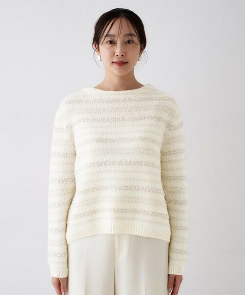 UNTITLED / アンタイトル ニット・セーター | 【ツイード調/コンパクト丈】ブークレーボートネックニット | 詳細12