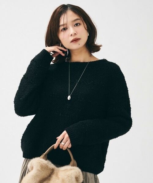 UNTITLED / アンタイトル ニット・セーター | 【ツイード調/コンパクト丈】ブークレーボートネックニット | 詳細2