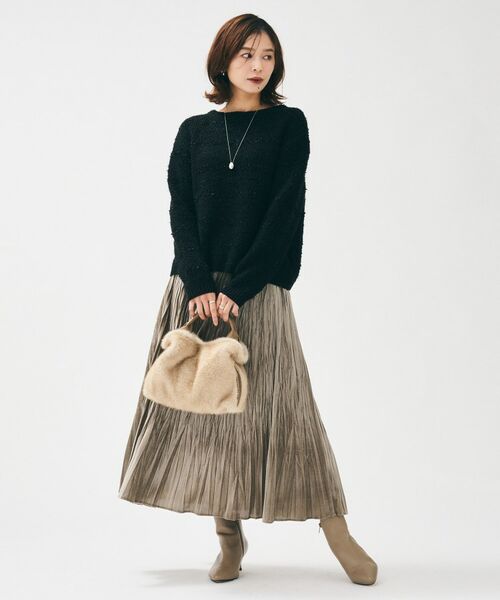 UNTITLED / アンタイトル ニット・セーター | 【ツイード調/コンパクト丈】ブークレーボートネックニット | 詳細4