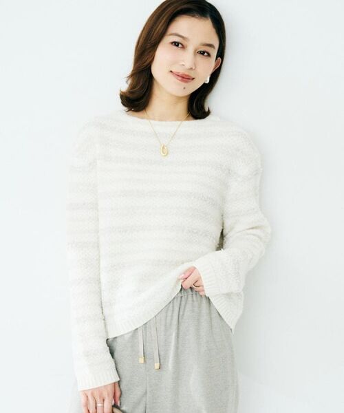 UNTITLED / アンタイトル ニット・セーター | 【ツイード調/コンパクト丈】ブークレーボートネックニット | 詳細6