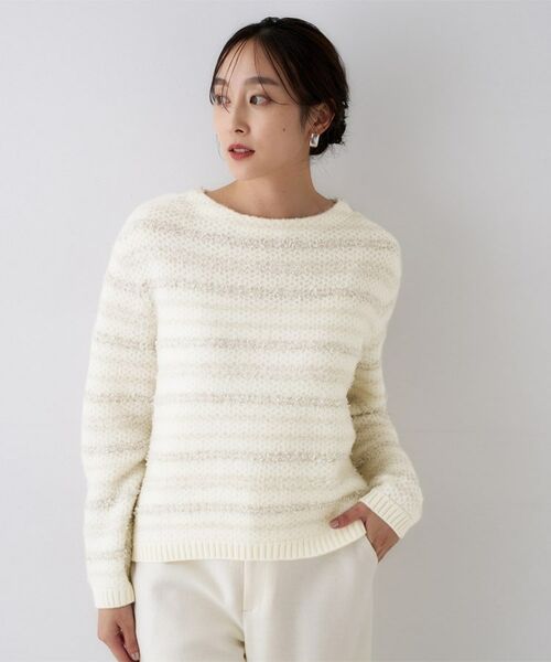 UNTITLED / アンタイトル ニット・セーター | 【ツイード調/コンパクト丈】ブークレーボートネックニット | 詳細8