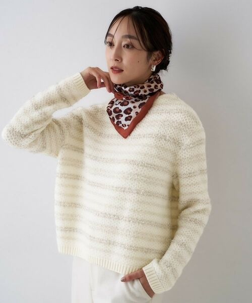 UNTITLED / アンタイトル ニット・セーター | 【ツイード調/コンパクト丈】ブークレーボートネックニット | 詳細9