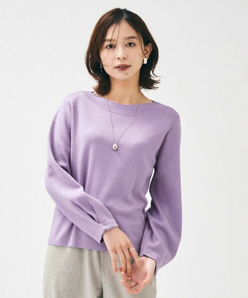 UNTITLED / アンタイトル ニット・セーター | 【きれいめ/程よくすっきり】ラメ入りワイドボートネックニット | 詳細15