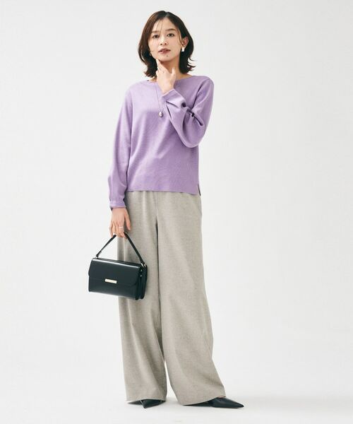 UNTITLED / アンタイトル ニット・セーター | 【きれいめ/程よくすっきり】ラメ入りワイドボートネックニット | 詳細17