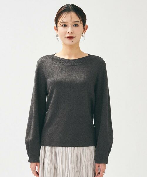 UNTITLED / アンタイトル ニット・セーター | 【きれいめ/程よくすっきり】ラメ入りワイドボートネックニット | 詳細19