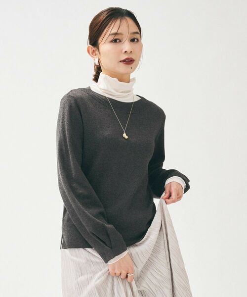 UNTITLED / アンタイトル ニット・セーター | 【きれいめ/程よくすっきり】ラメ入りワイドボートネックニット | 詳細7