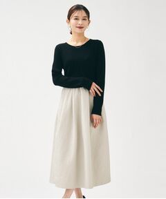 美品♡ アンタイトル　ワンピース　5L 大きいサイズ　ベージュ ティアード／洗える】コットンロングワンピース