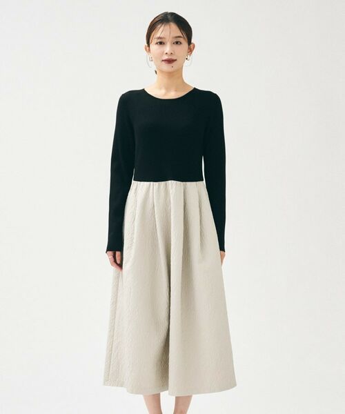 UNTITLED / アンタイトル ロング・マキシ丈ワンピース | 【大人フェミニン/トレンド】ニット×ジャカード ドッキングワンピース | 詳細11