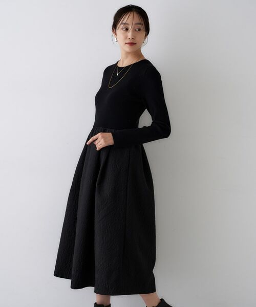 UNTITLED / アンタイトル ロング・マキシ丈ワンピース | 【大人フェミニン/トレンド】ニット×ジャカード ドッキングワンピース | 詳細3
