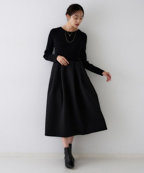 UNTITLED / アンタイトル ロング・マキシ丈ワンピース | 【大人フェミニン/トレンド】ニット×ジャカード ドッキングワンピース | 詳細4