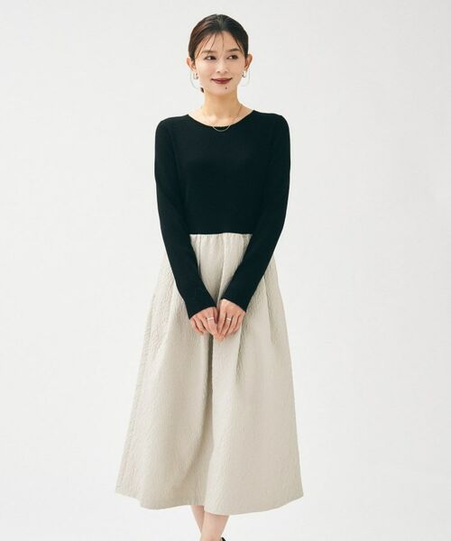 UNTITLED / アンタイトル ロング・マキシ丈ワンピース | 【大人フェミニン/トレンド】ニット×ジャカード ドッキングワンピース | 詳細7