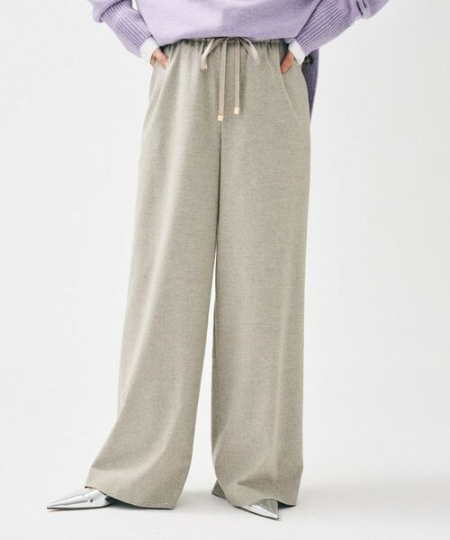 UNTITLED/アンタイトル 【きれいめリラクシー/ウエストゴム】ウールサキソニー ワイドパンツ グレージュ(050) 48(5L)