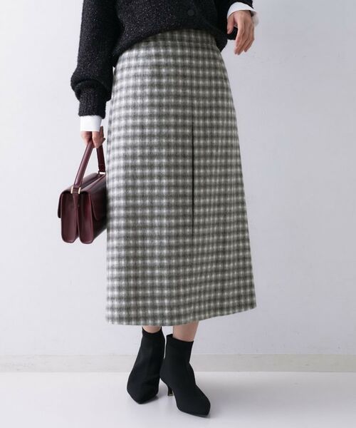 UNTITLED / アンタイトル スカート | 【ふんわり/タイト見え】シャギーチェックスカート | 詳細3