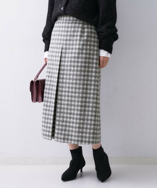 UNTITLED / アンタイトル スカート | 【ふんわり/タイト見え】シャギーチェックスカート(グレー(212))